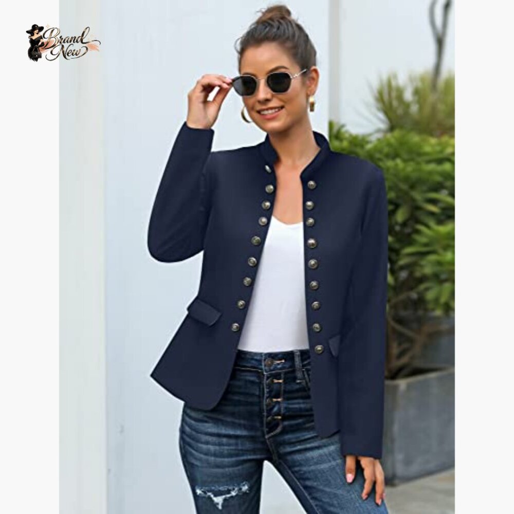 Polyester Blazer With Buttons Pockets Open Front … - image 4